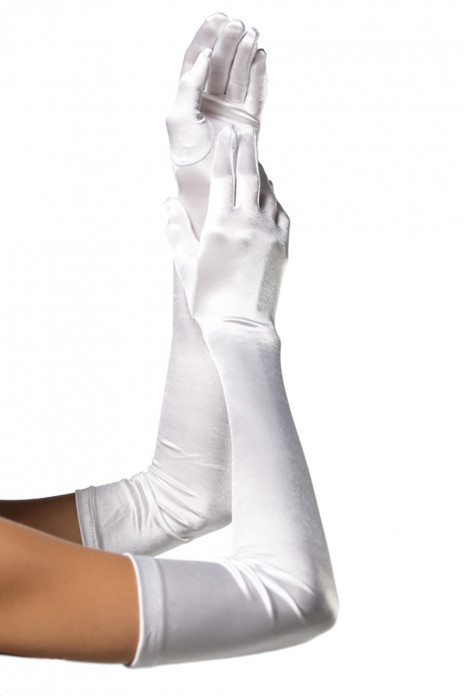 Extra Long Satin Gloves white