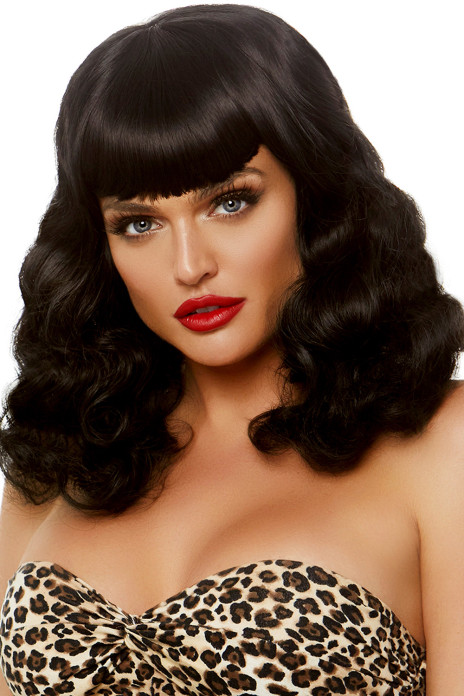 Retro bang curly bob wig