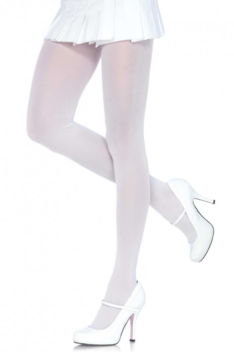 White Opaque Nylon Pantyhose