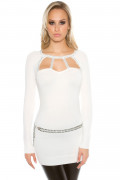 White Rhinestones and Lace Top