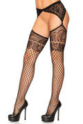 Lace Top Garter Belt Net Stockings