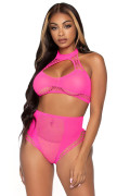 Don't Stop Crop Top Set Neon Pink