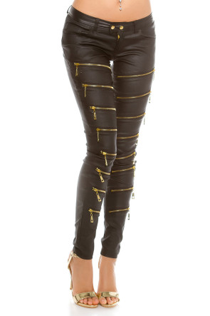 Decoration Zips Leatherlook Pants