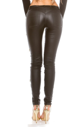 Decoration Zips Leatherlook Pants