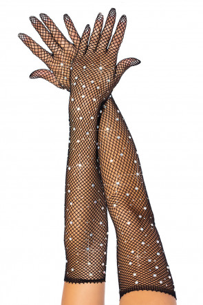 Rhinestone Opera Length Gloves