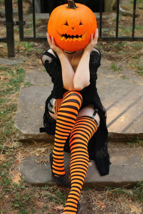 Cari Striped Stockings Orange