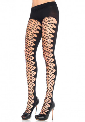 Opaque Tights with Net Front