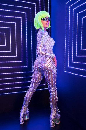 Laser Cut Catsuit Silver