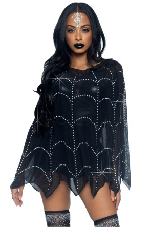 Spider Web Rhinestone Poncho