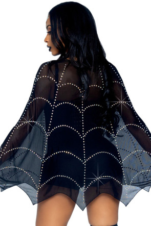 Spider Web Rhinestone Poncho