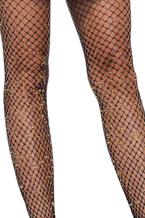 Lurex Net Pantyhose Gold & Black