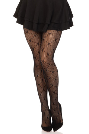 Valentina Heart Net Tights Black
