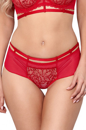 Miami Vibe Flower Lace - Brazilian Thong Red