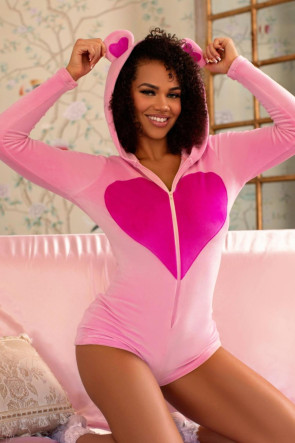 Sweetheart Bear velvet romper