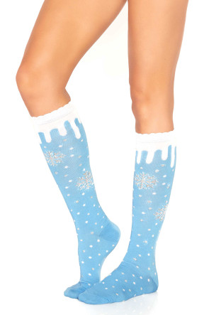 Lurex snowflake knee highs