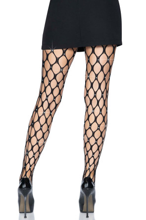 Loren Rhinestone Net Tights