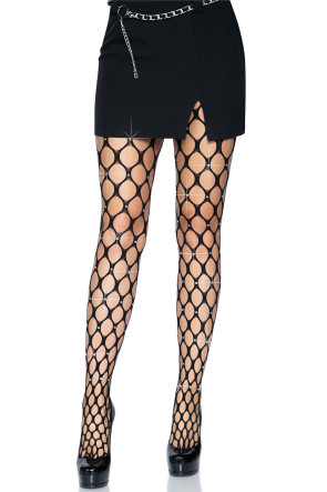 Loren Rhinestone Net Tights