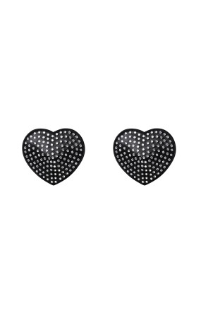 Black Heart Pasties with Rhinestones